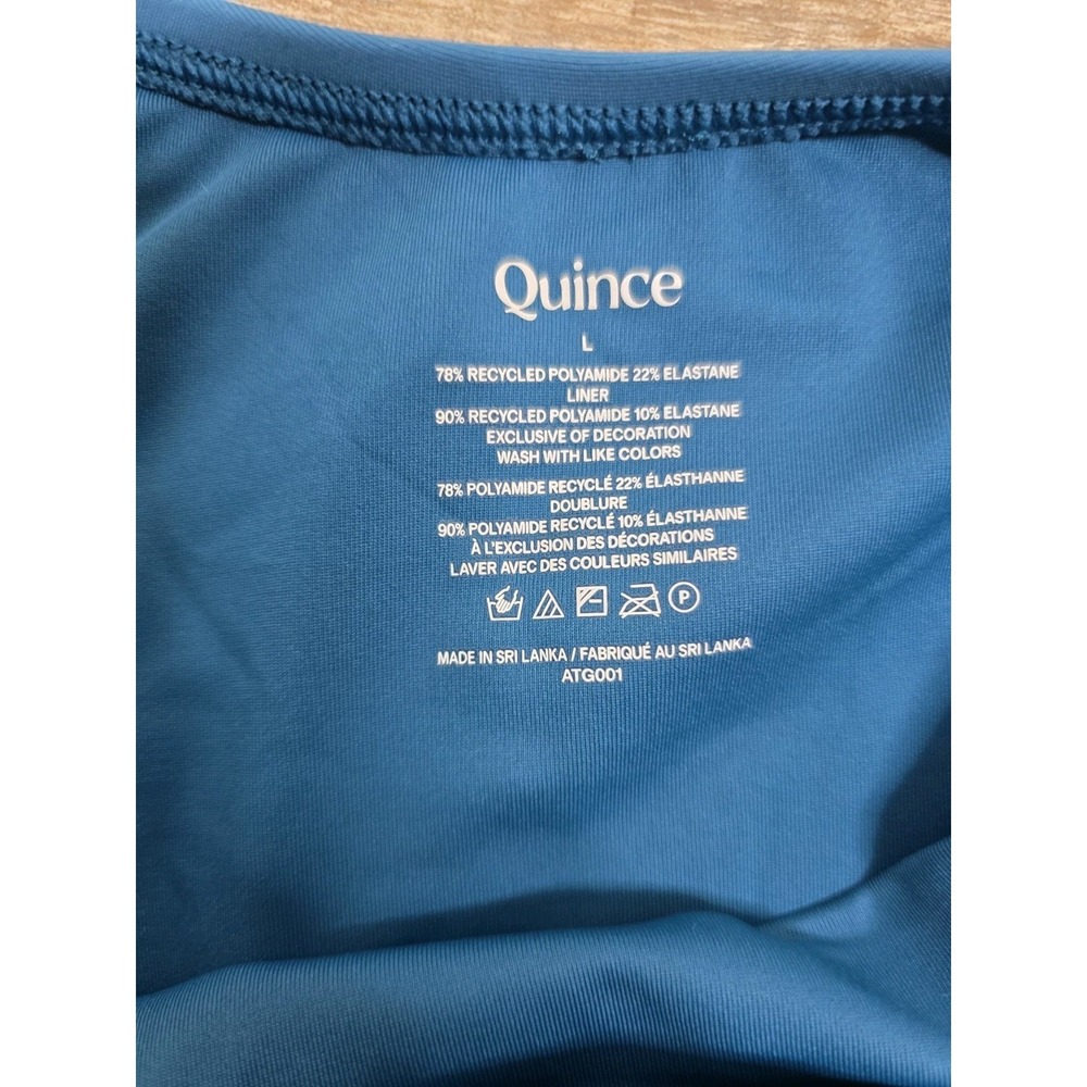 NWT Quince Lagoon Teal Blue Italian Cross-Back One-Piece Swimsuit Size Large - Picture 11 of 13